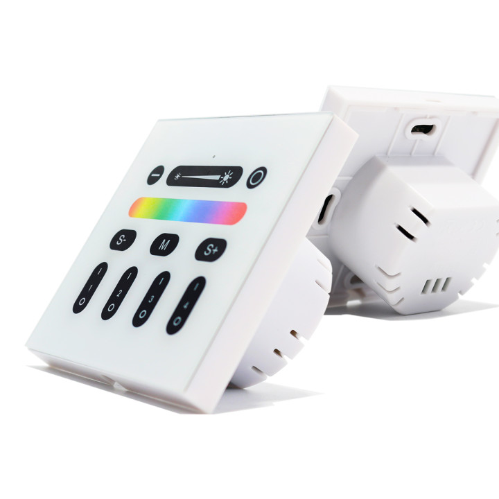 Gledopto GL-W-001, 4 zonu LED RF bezvadu sienas panelis (Gledopto Pro LED kontrolleriem), 230V maiņstrāva