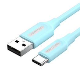 USB 2.0 A–USB-C kabelio ventiliacija COKSF 1m 3A šviesiai mėlyna