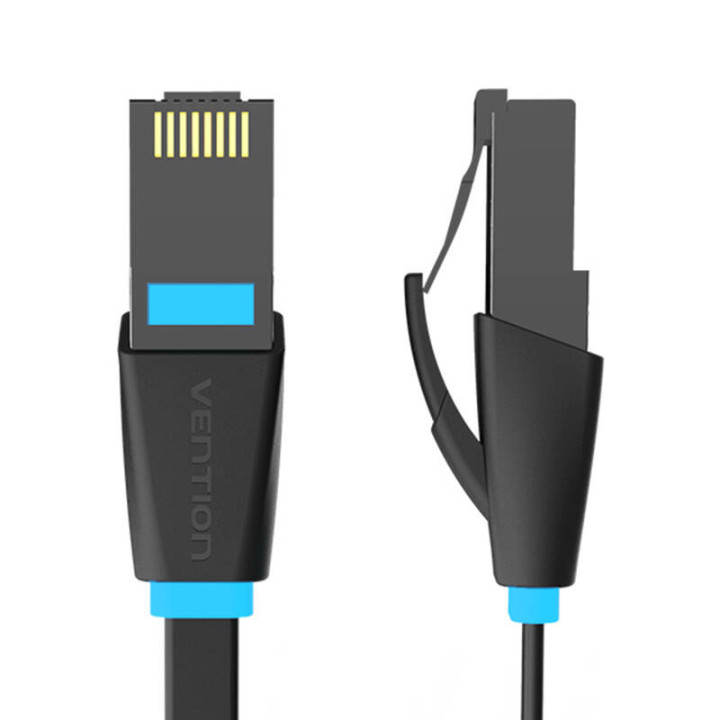 Litteä verkkokaapeli UTP CAT6 Vention IBJBF RJ45 Ethernet 1000Mbps 1m musta