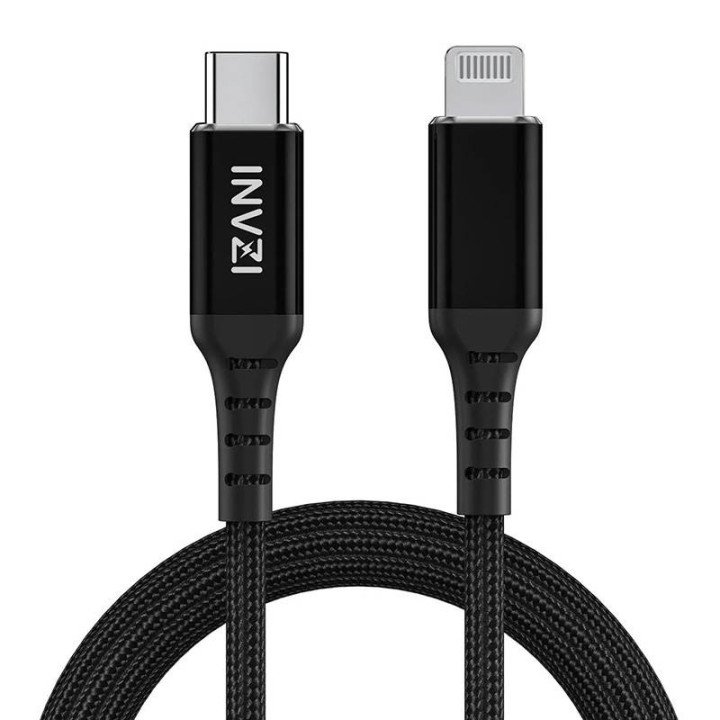 INVZI USB-C-Lightning-kaapeli, MFi, 2m (musta)