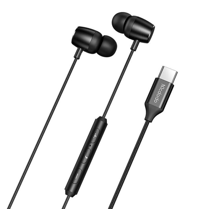 „Mcdodo HP-1050“ į ausis įdedamos laidinės ausinės, USB-C (juoda)