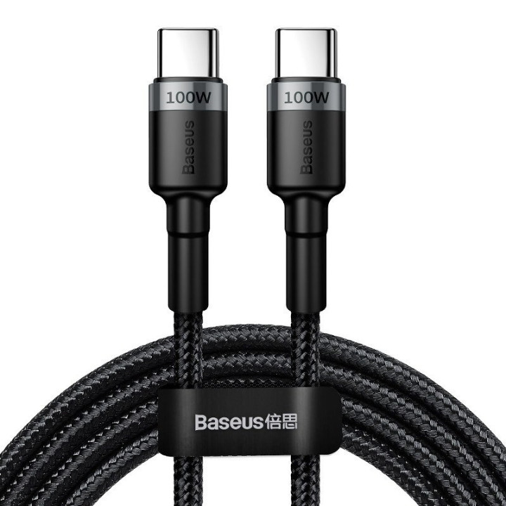 Baseus Cafule PD2.0 100 W zibspuldzes uzlāde USB C tipa kabelim (20V 5A) 2 m pelēks+melns
