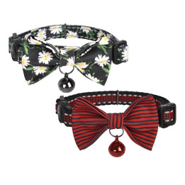 Antkaklio rinkinys Dogness katėms 2 vnt (Daisy Black/Waterproof Red)