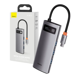 Hub 5in1 Baseus Metal Gleam -sarja, USB-C - 3x USB 3.0 + HDMI + USB-C PD