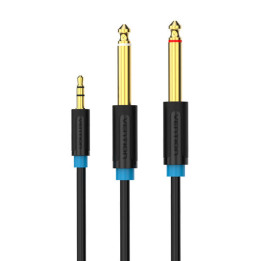 Garso kabelis TRS nuo 3,5 mm iki 2 x 6,35 mm ventiliacijos BACBJ 5 m juodas