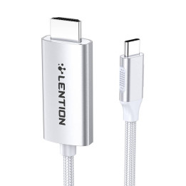 Lention CU707 USB-C - HDMI 2.0 -kaapeli, 4K60Hz, 1Gbps, 3m (hopea)