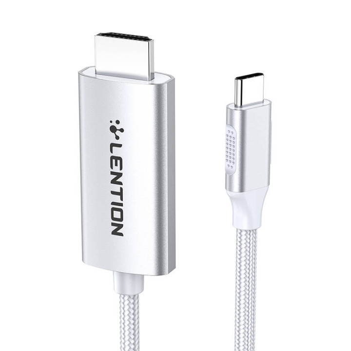 Lention CU707 USB-C uz HDMI 2.0 kabelis, 4K60Hz, 1Gbps, 3m (sudrabs)