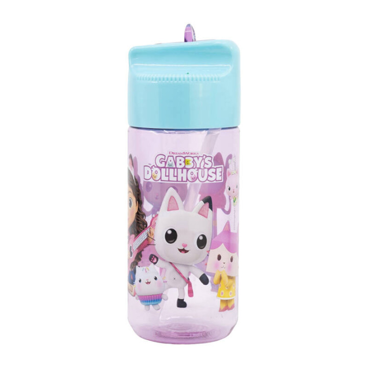 Ūdens pudele ar salmiņu bērniem STOR 21236 430 ml Gabby's Dollhouse (rozā un zilā krāsā)