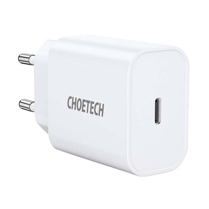 Сетевое зарядное устройство Choetech Q5004 EU USB-C, 20 Вт (белое)