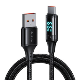 USB-kaapeli USB-C:hen Mcdodo CA-1080 näytöllä, 66W, 6A, 1,2m (musta)