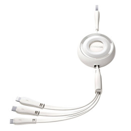 3in1 Joyroom Värikäs USB-USB-C/Lightning/Micro USB-kaapeli 3,5A, 1m (valkoinen)