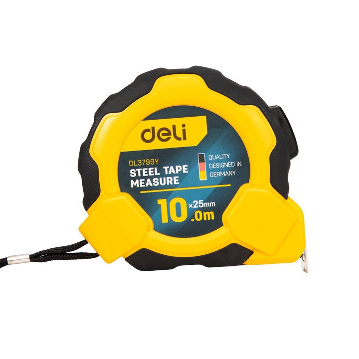 Teräsmittanauha 10m/25mm Deli Tools EDL3799Y (keltainen)
