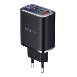 Mcdodo CH-2180 2xUSB-C + USB-A, 30 W verkkolaturi näytöllä (musta)