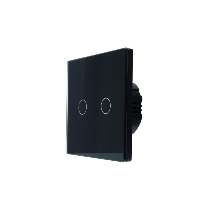 SmartWise T62 UNI Zigbee 3.0 + RF, 2 grupu viedais sienas slēdzis, universāla elektroinstalācija, melns skārienpanelis