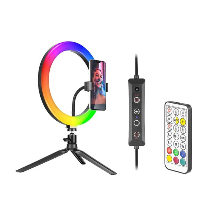 Кольцевая лампа Tracer RGB 26см со штативом