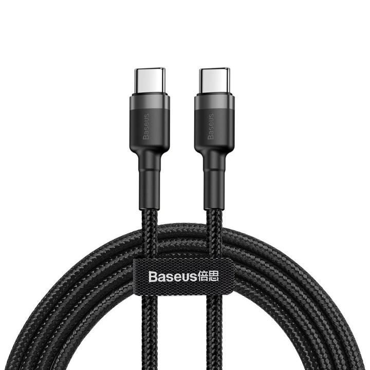 Baseus Cafule USB-C tai USB-C PD 2.0, QC 3.0, 60W, 2m (Czarno-szary)