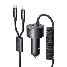 Mcdodo CC-0370 autolaturi, USB-C, Lightning, 120W, sisäänvedettävät kaapelit