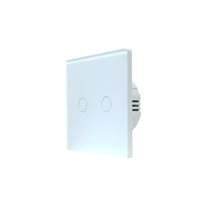 SmartWise T62 UNI Zigbee 3.0 + RF, 2-gang smart wall switch , universial wiring, white touch panel
