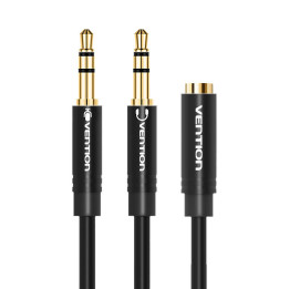 Kabeļa audio 2x 3,5 mm vīrišķais līdz 3,5 mm sieviete Vention BBUBY 0,3 m melns