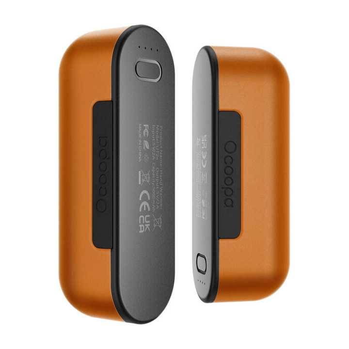 Ocoopa UT2s 2x5000 mAh roku sildītājs ar Powerbank funkciju, USB-C, oranžs