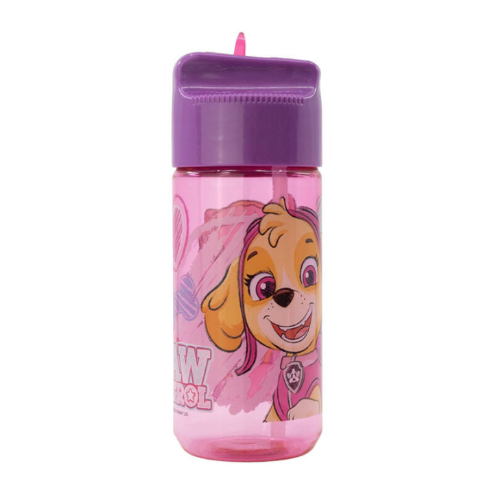 Бутылка для воды с трубочкой для детей STOR 74536 430 мл Paw Patrol (розовый)