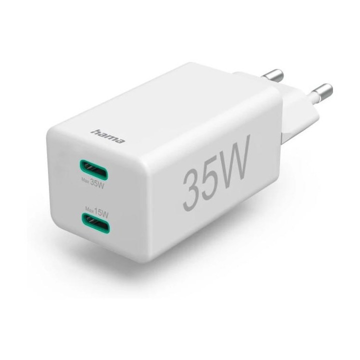Hama mini 35W, PD/QC 3.0 (2X USB-C), белый