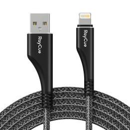 RayCue CA01 USB-A su žaibo kabeliu 1,2 m 2,4 A (juodas)