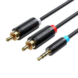 Kabelio garso adapterio kabelis 3,5 mm kištukinis iki 2 x kištukas RCA ventiliacija BCLBJ 5 m juodas