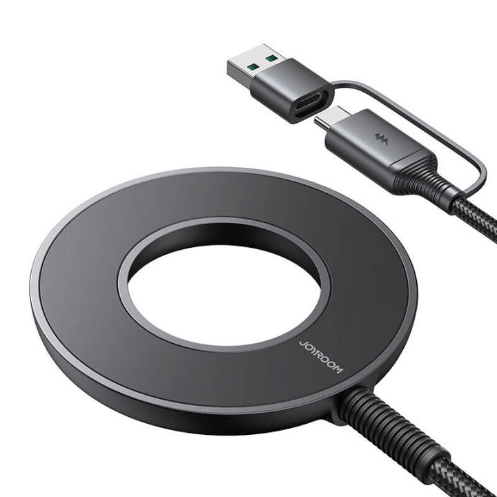 Магнитное зарядное устройство Joyroom JR-WQM03, USB + USB-C, 1,2 м (черное)