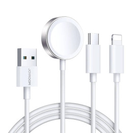 Apple Watchin magneettilaturi Joyroom S-IW008 Lightning + USB-C 5V 1,2 m (valkoinen)