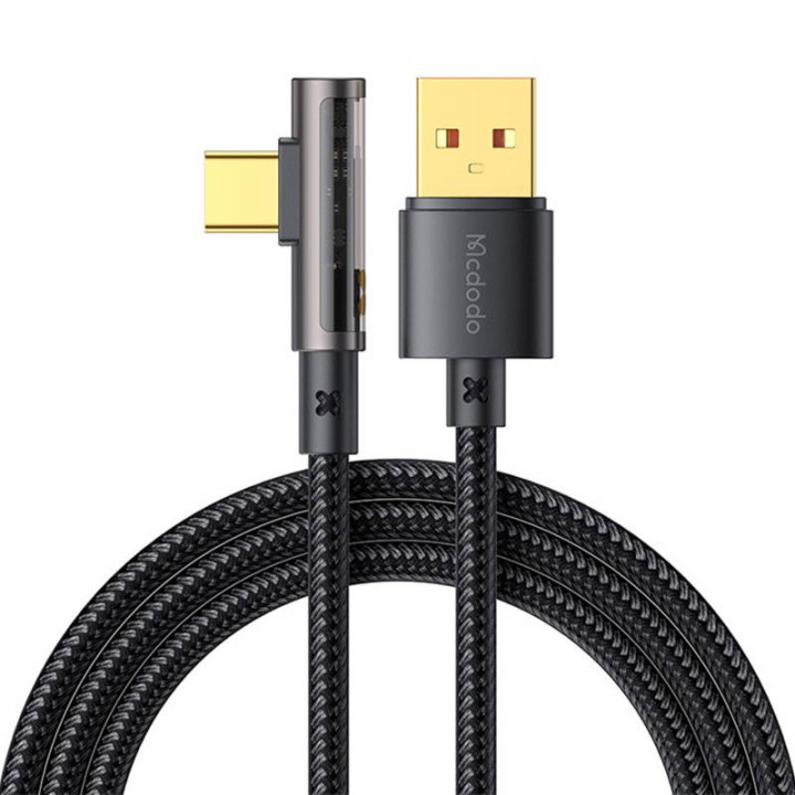 USB uz USB-C Prism 90 grādu kabelis Mcdodo CA-3380, 6A, 1,2 m (melns)