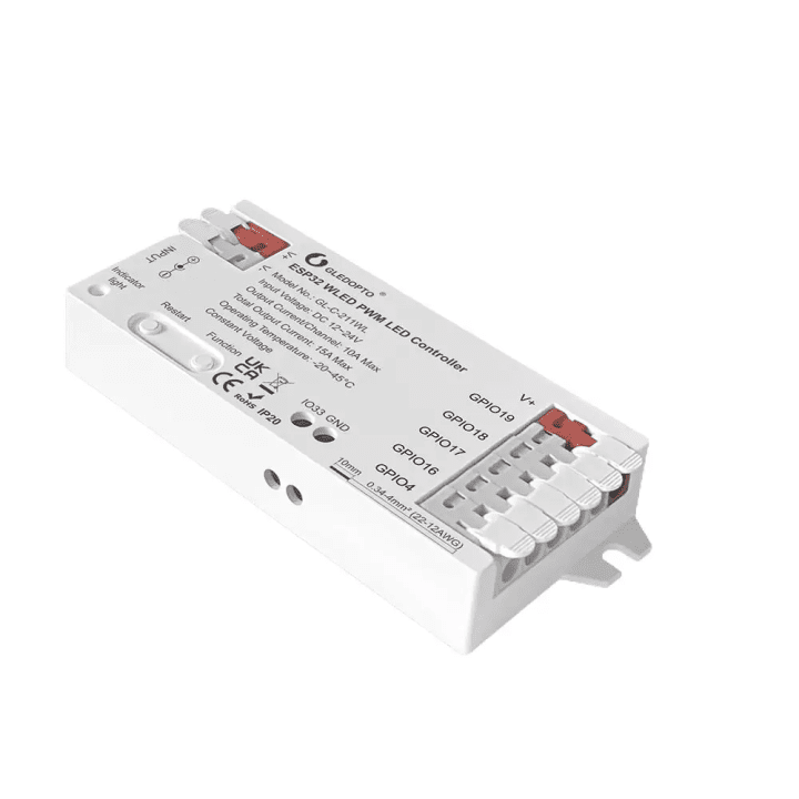Gledopto GL-C-211WL išmanusis Wi-Fi PWM WLED valdiklis, skirtas analoginėms (RGB, RGBW, RGBCCT, CCT, vienos spalvos) LED juostom