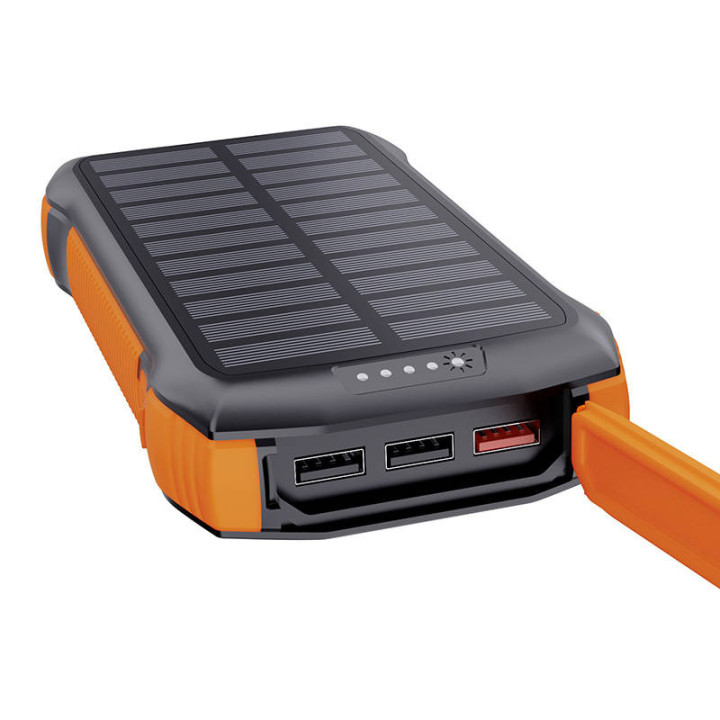 Choetech B567 aurinkoenergiapankki induktiivisella latauksella 3x USB 20000mAh 20W / QC 18W / Qi 10W (musta-oranssi)