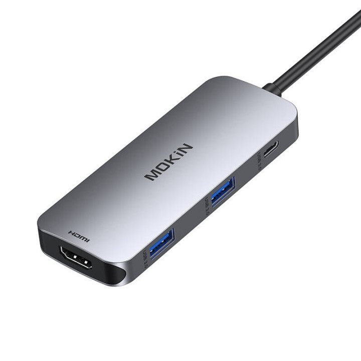 MOKiN 7 in 1 Adapter Hub USB-C - 2x USB 3.0 + 2x USB-C + SD + Micro SD + HDMI (hopea)
