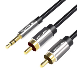 Кабель аудио 2xRCA на 3,5 мм Vention BCFBJ 5 м (черный)