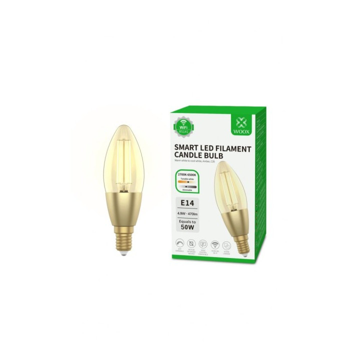WOOX R5141 Интеллектуальная умная лампа в стиле ретро WiFi LED 4,9 Вт накаливания E14 C37