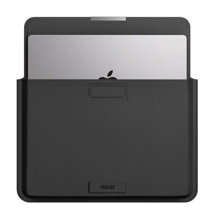 INVZI nahkümbris / aluse funktsiooniga kate MacBook Pro/Air 15"/16" (must) jaoks