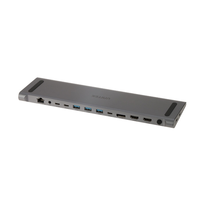 Unitek KVM z funkcją podstawki | 2x HDMI 4K@60Hz | 1 x DP 4K@30Hz | USB-C | PD 100W