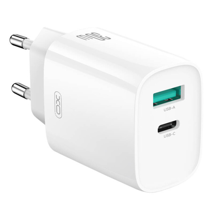 Seinälaturi XO CE30, 30W, 1x USB-C, 1x USB-A