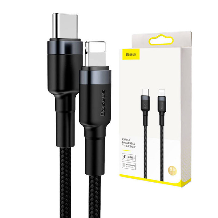 Baseus Cafule USB-C do Lightning PD, 18W, 1m (czarno-szary)