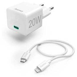 Hama mini 20W, PD, USB-C - Žaibas, baltas
