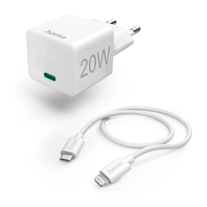 Hama mini 20W, PD, USB-C - Молния, белый