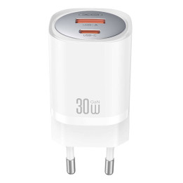 Sienas lādētājs XO CE21, 30W, GaN, 1x USB-C, 1x USB-A