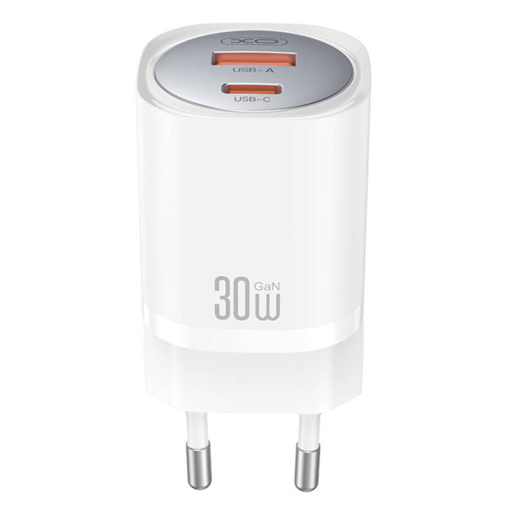 Зарядное устройство XO CE21, 30 Вт, GaN, 1x USB-C, 1x USB-A
