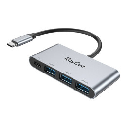 RayCue 4-in-1 -keskitin USB-C - 3x USB-A 3.0 5Gbps + PD 3.0 100W (harmaa)