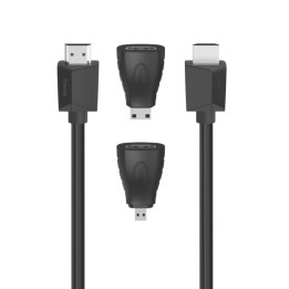Hama HDMI 2.0B 4K, 1,5 m + sovitin mini/mikro HDMI