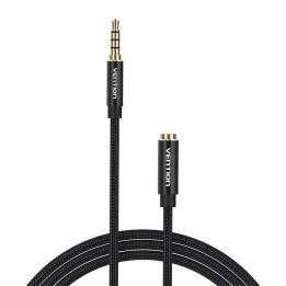 Kabeļa audio TRRS 3,5 mm vīrišķais līdz 3,5 mm sieviešu ventilācijas atvere BHCBJ 5 m, melns