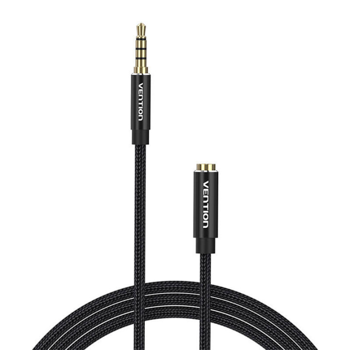 Kabeļa audio TRRS 3,5 mm vīrišķais līdz 3,5 mm sieviešu ventilācijas atvere BHCBJ 5 m, melns
