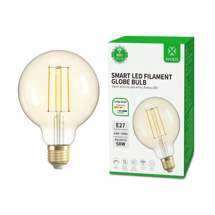 WOOX R5139 Älykäs älypolttimo Retro WiFi LED 4.9W Filamentti E27 G95
