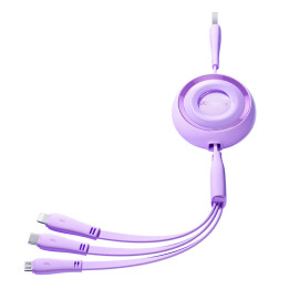 3in1 Joyroom Värikäs USB-USB-C/Lightning/Micro USB-kaapeli 3,5A, 1m (violetti)
